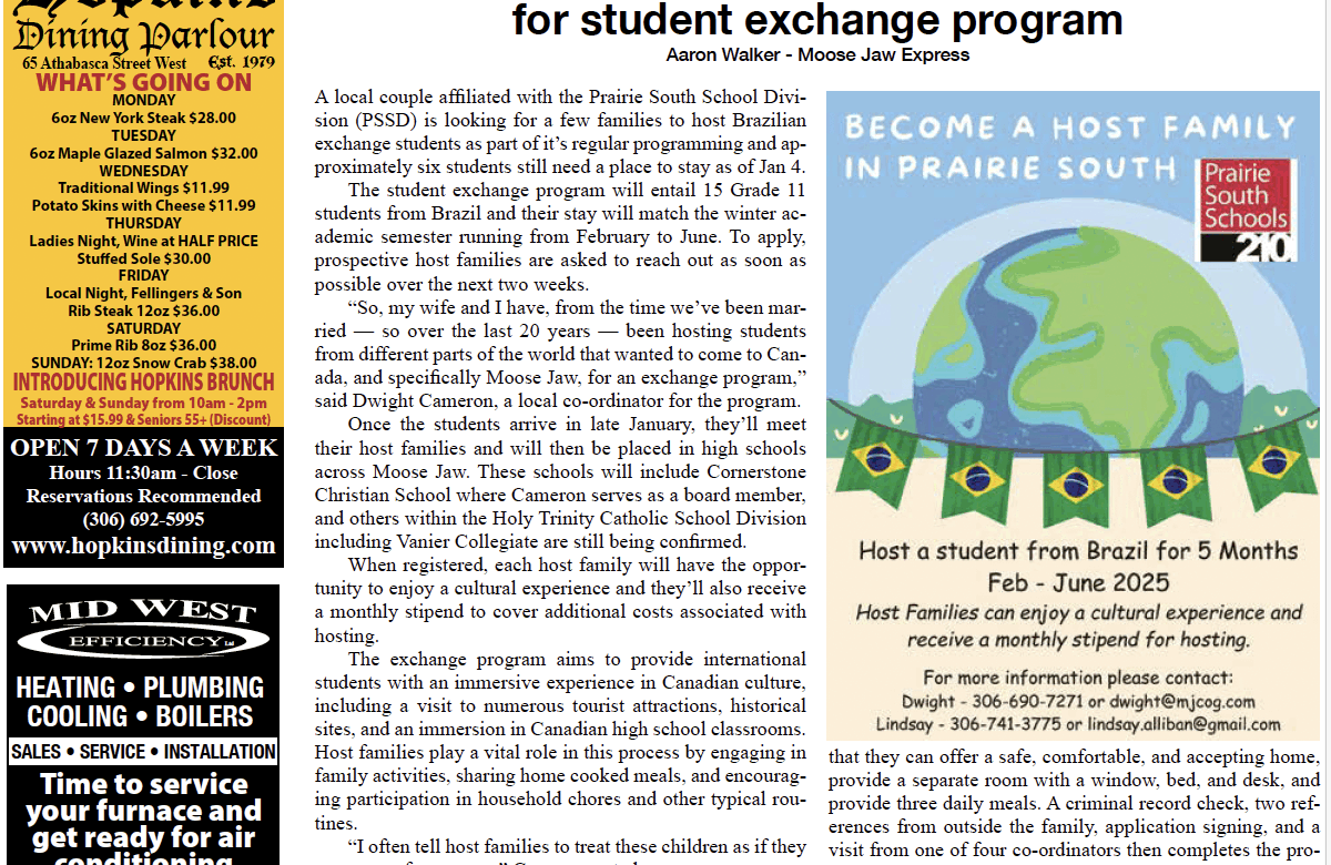 January 08, 2025 – Moose Jaw’s Homegrown Newspaper
