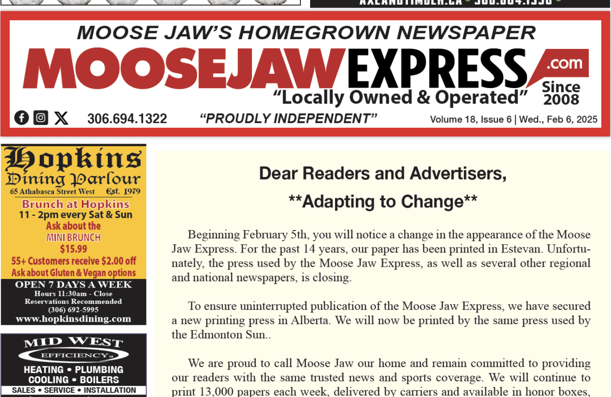 February 05, 2025 – Moose Jaw’s Homegrown Newspaper