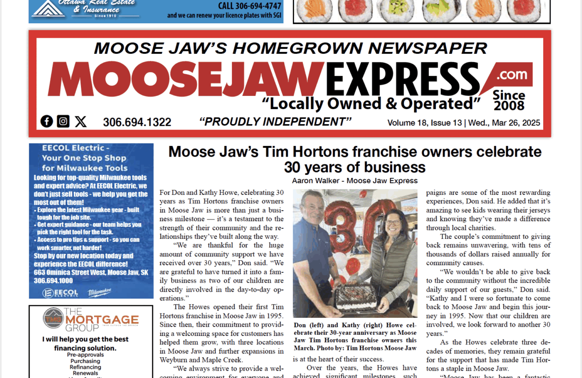 March 26, 2025 – Moose Jaw’s Homegrown Newspaper