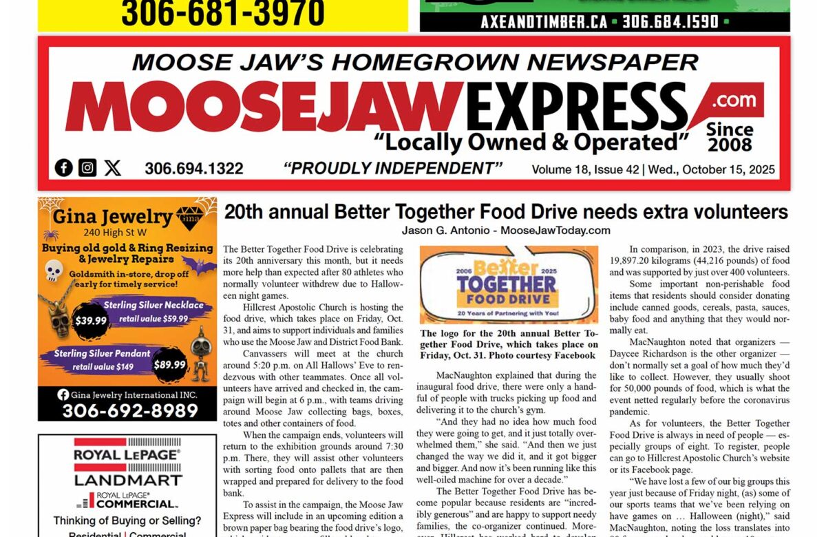 October 15, 2025 – Moose Jaw’s Homegrown Newspaper