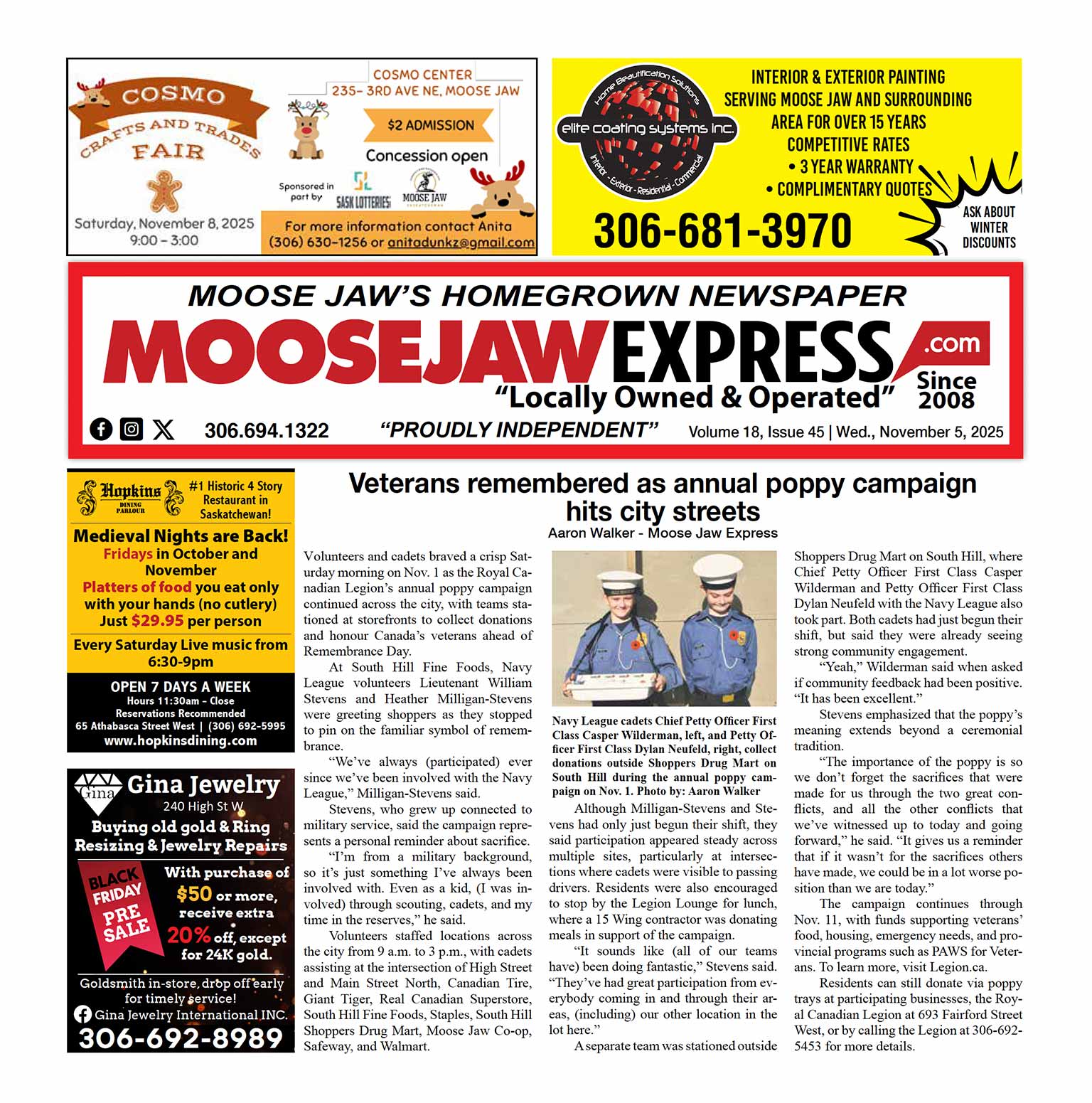 Moose Jaw Express, Weekly newspaper November 05, 2025 edition!