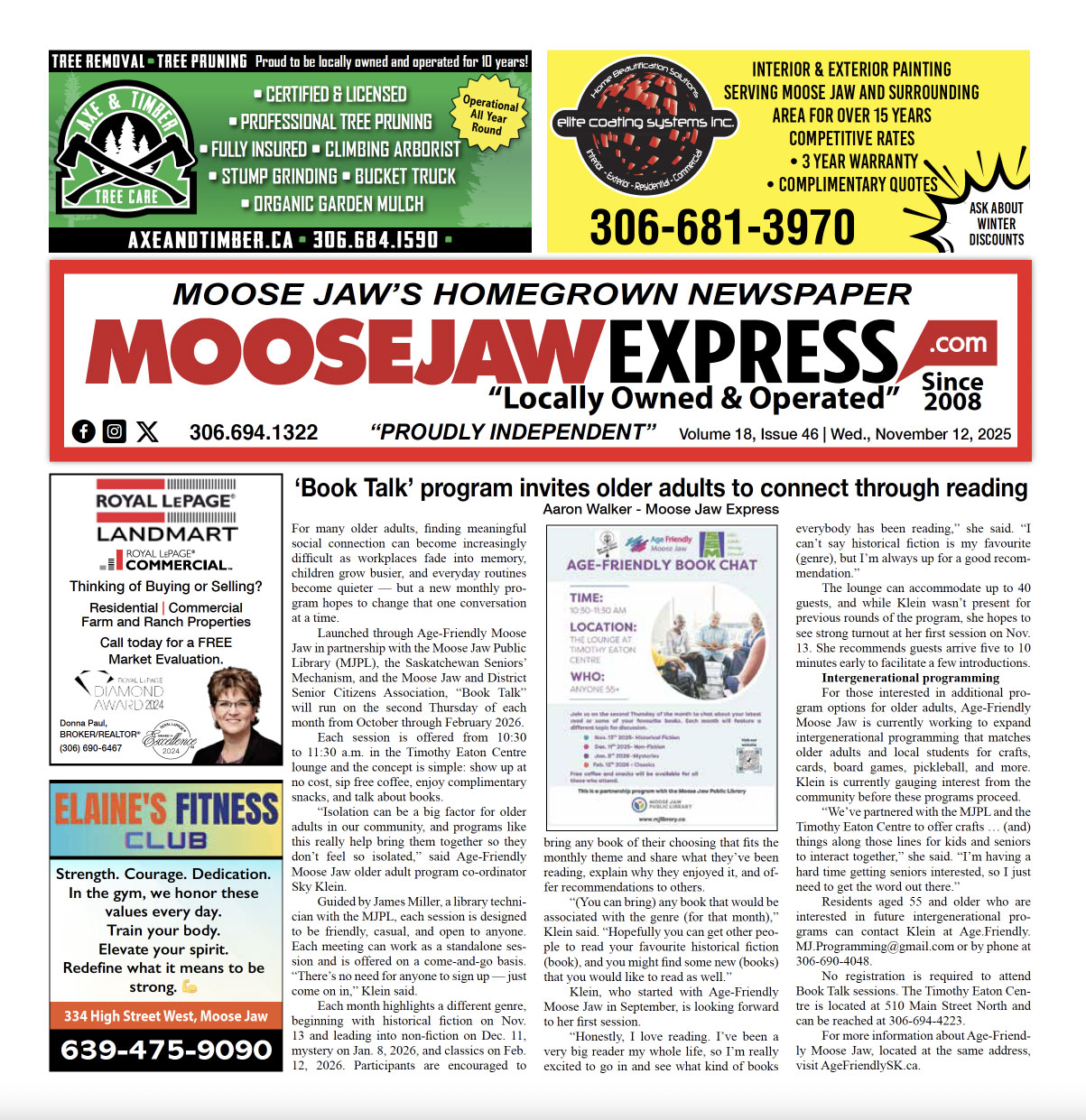 Moose Jaw Express, Weekly newspaper November 12, 2025 edition!