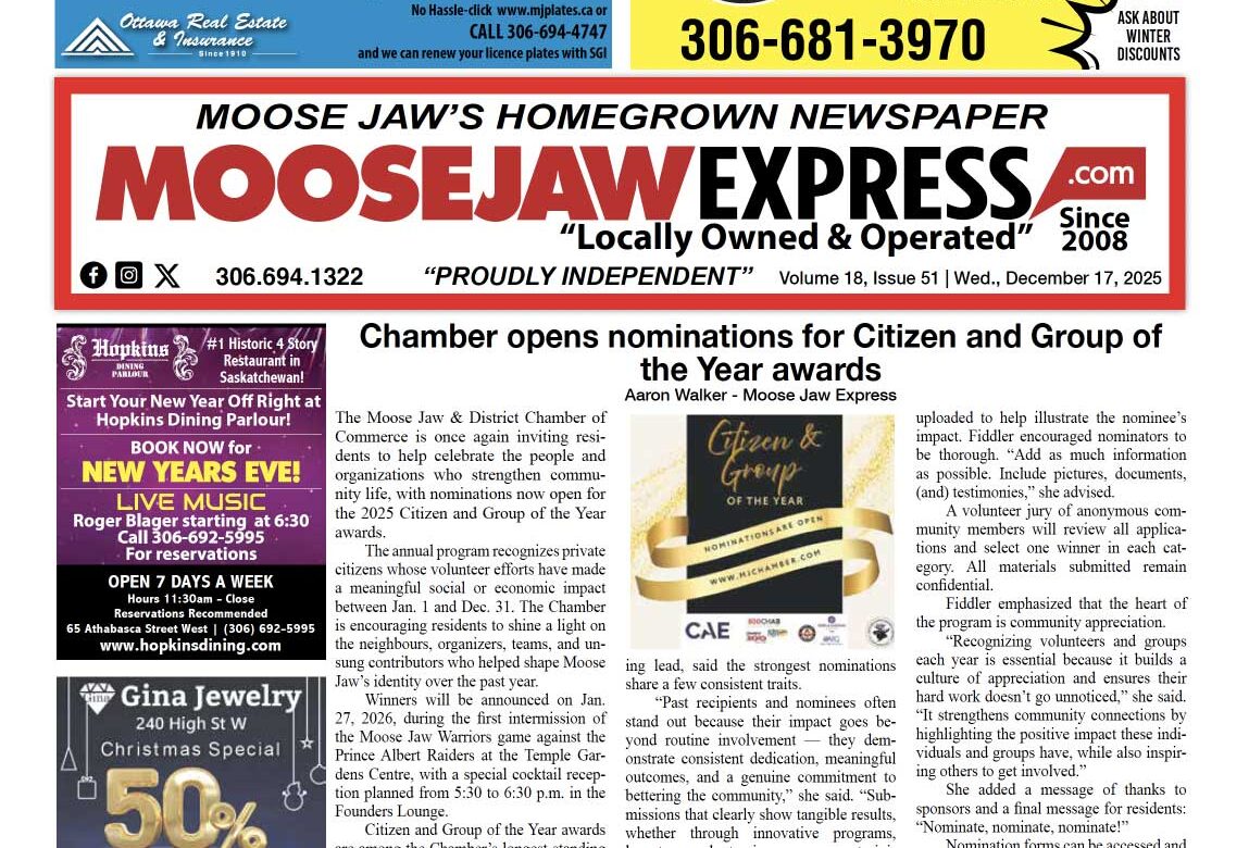 December 17, 2025 – Moose Jaw’s Homegrown Newspaper