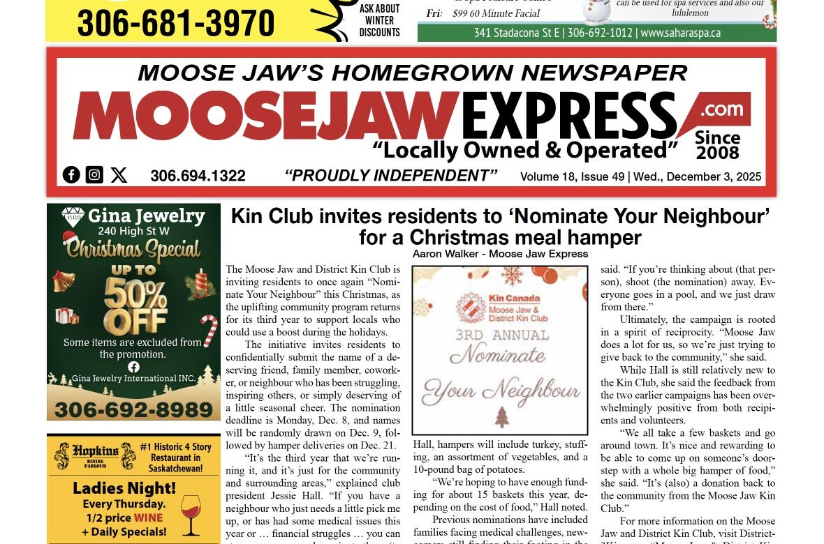 December 3, 2025 – Moose Jaw’s Homegrown Newspaper