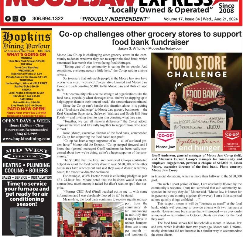August 21, 2024 – Moose Jaw’s Homegrown Newspaper