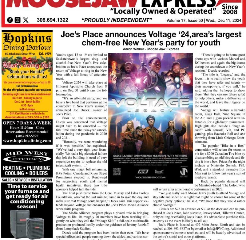 December 11, 2024 – Moose Jaw’s Homegrown Newspaper