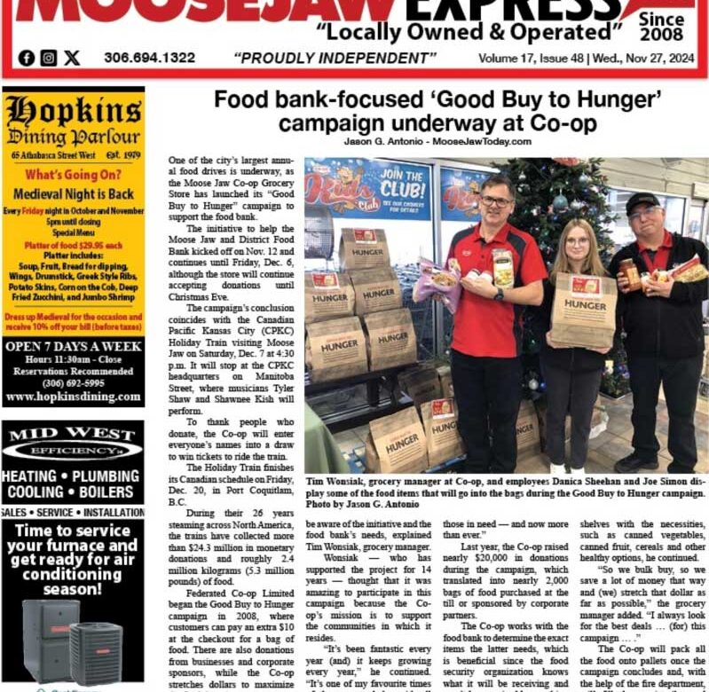 November 27, 2024 – Moose Jaw’s Homegrown Newspaper