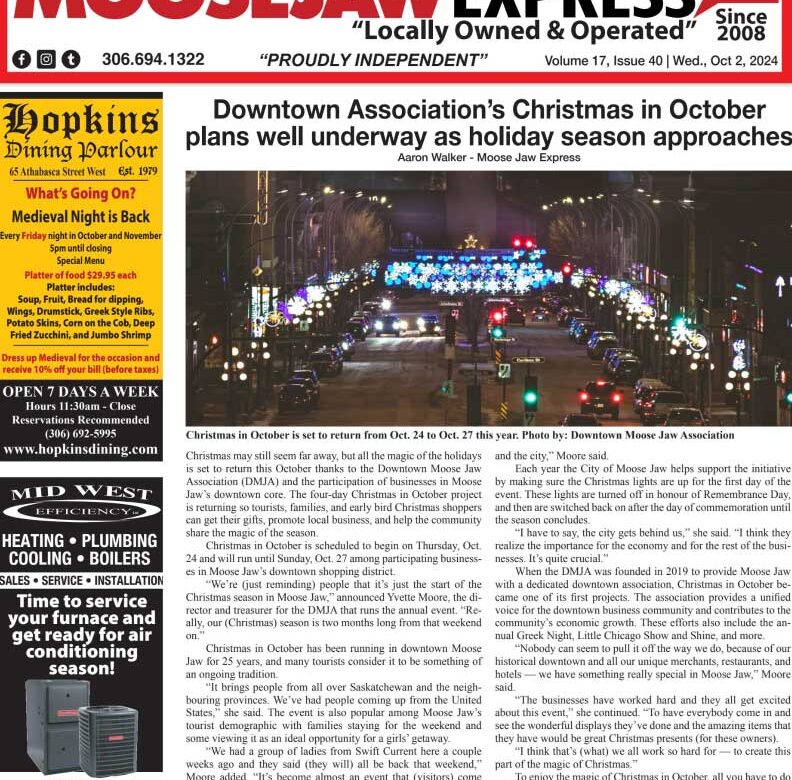 October 02, 2024 – Moose Jaw’s Homegrown Newspaper