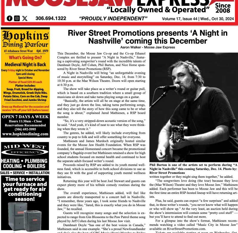 October 30, 2024 – Moose Jaw’s Homegrown Newspaper