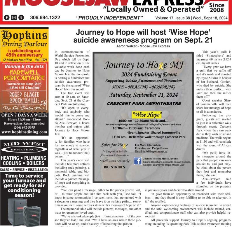 September 18, 2024 – Moose Jaw’s Homegrown Newspaper