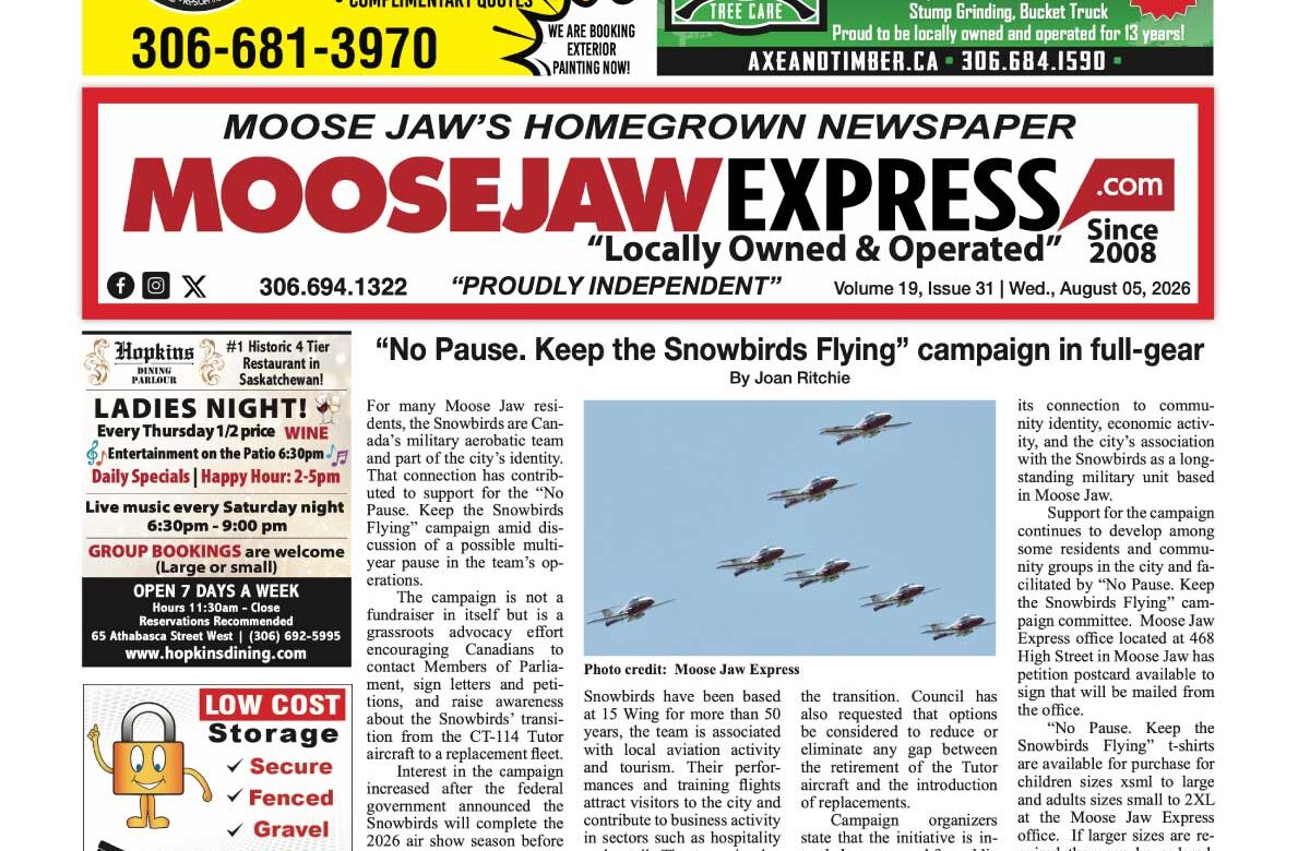 August 05, 2026 – Moose Jaw’s Homegrown Newspaper