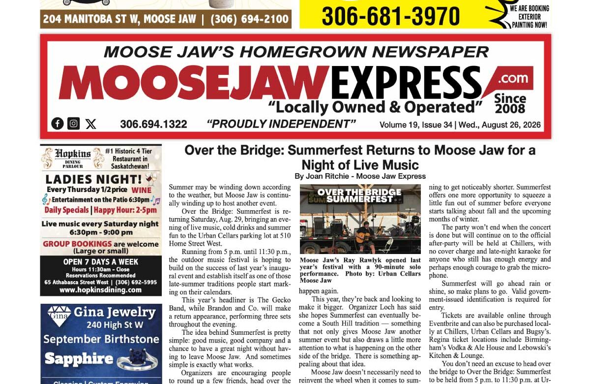 August 26 2026 – Moose Jaw’s Homegrown Newspaper