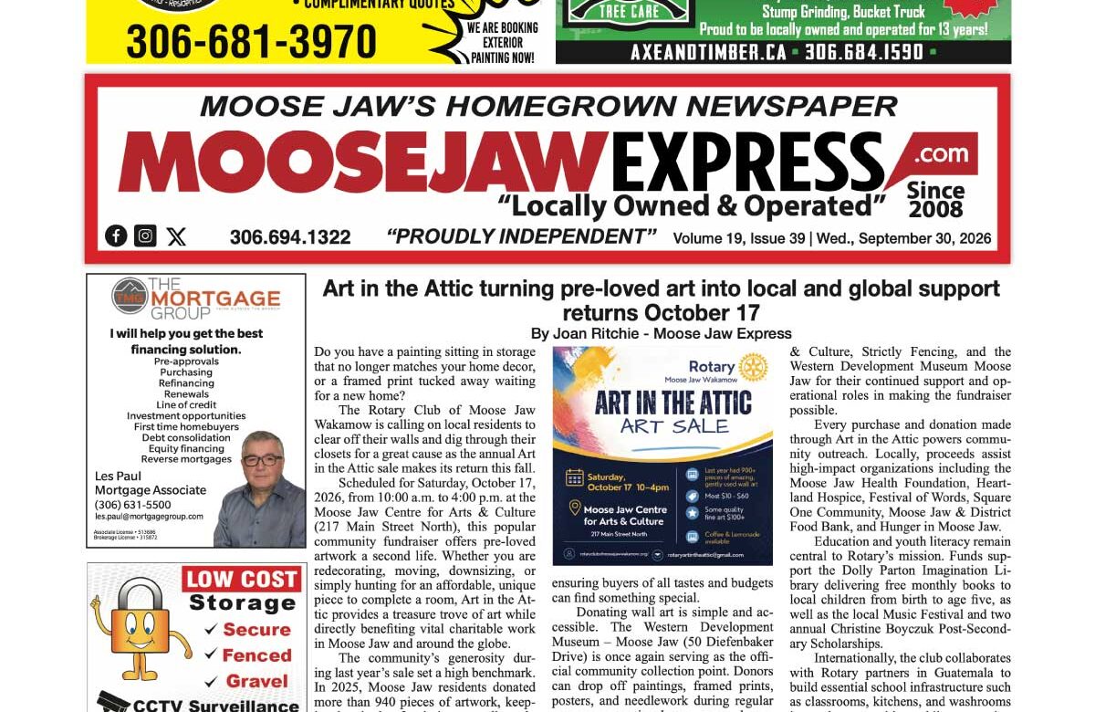 September 30 2026 – Moose Jaw’s Homegrown Newspaper