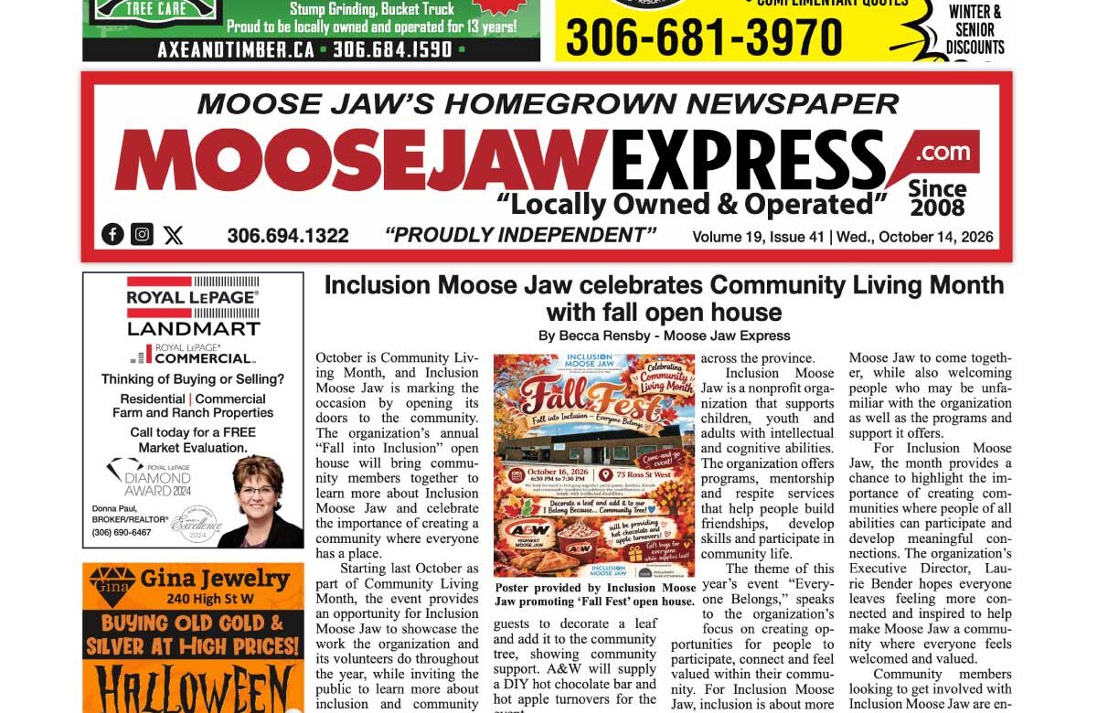 October 14 2026 – Moose Jaw’s Homegrown Newspaper